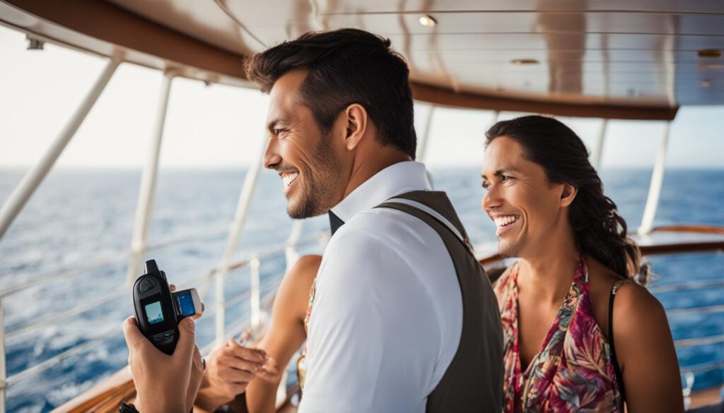 privacy with walkie talkies on a cruise ship