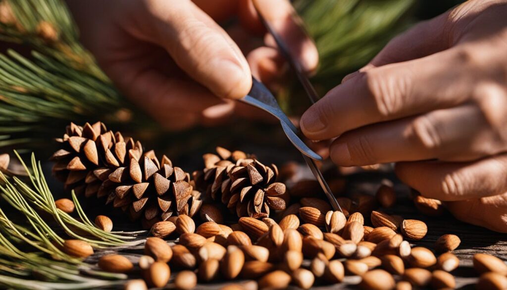 methods to separate pine nuts from cones